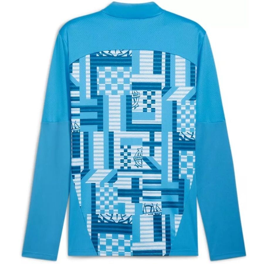 Marseille Training Shirt Pre Match 1/4 Zip - Bleu Azur/Ocean Tropic - Men's-SoccerKits Hub | Buy Soccer Jerseys Online
